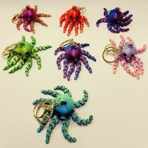 Colorful Octopus 3D Keychains Set Of 7